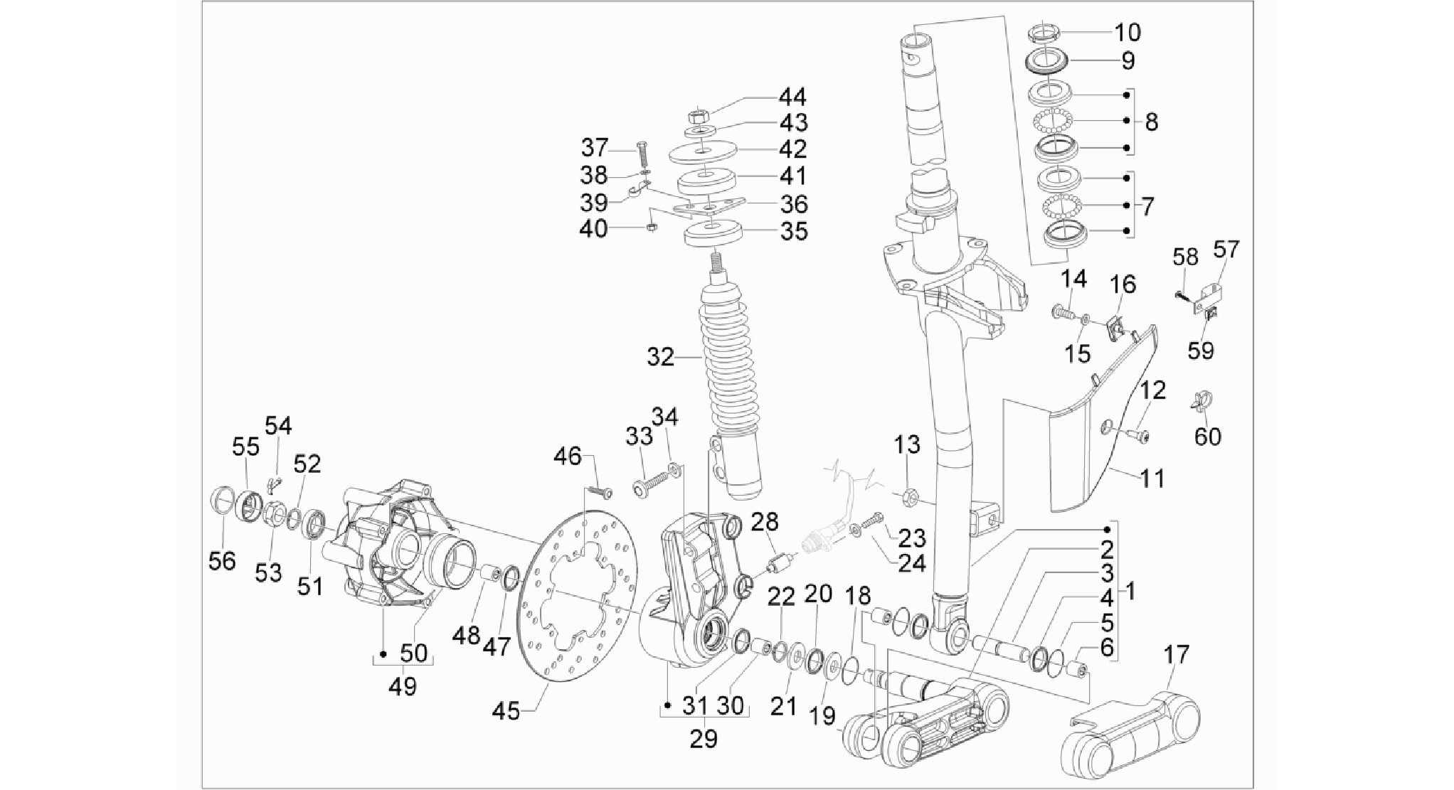 Fork/steering tube - Steering bearing unit