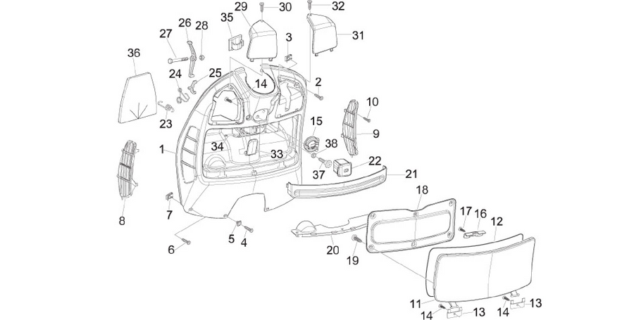 Front glove-box - Knee-guard panel