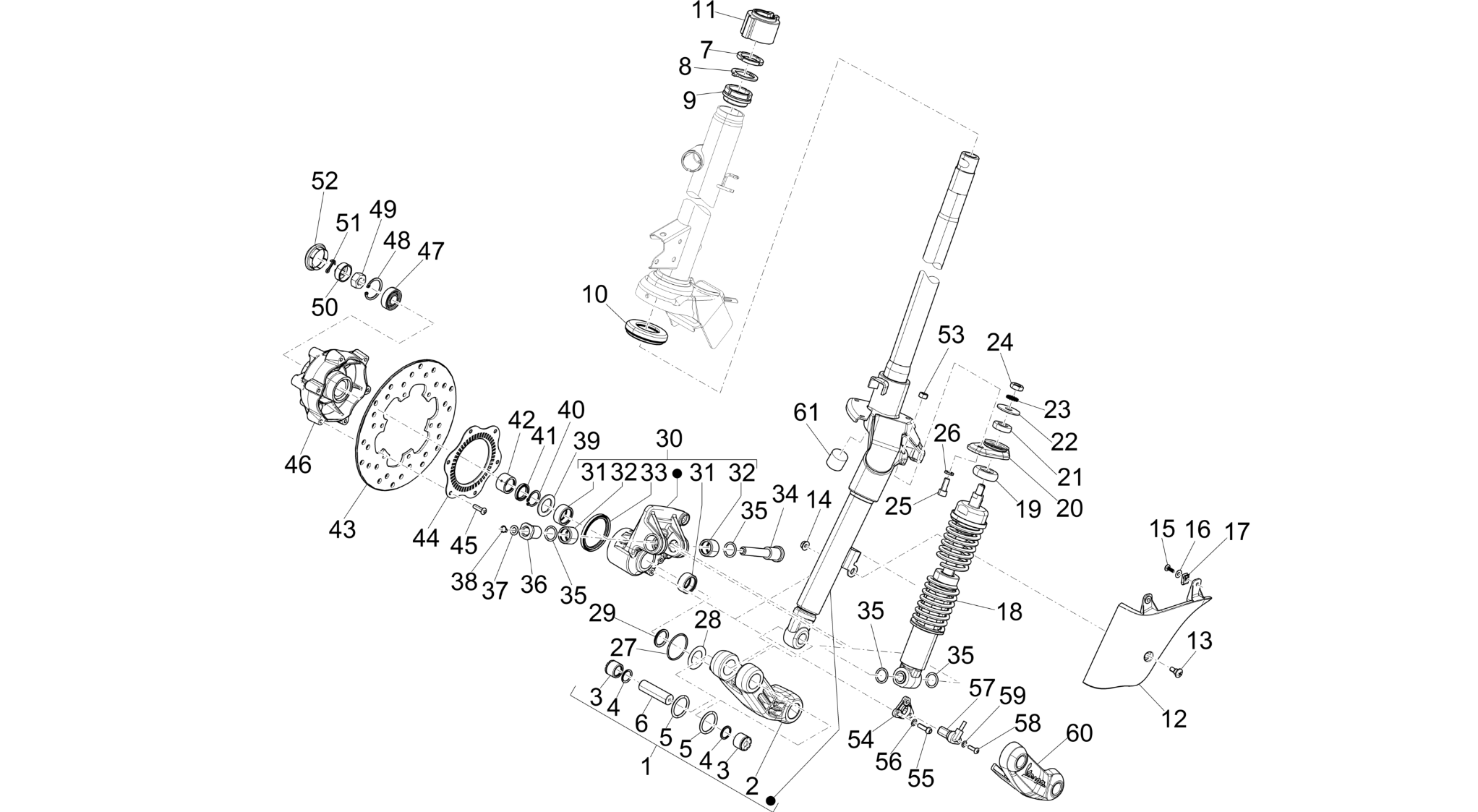 Fork/steering tube - Steering bearing unit