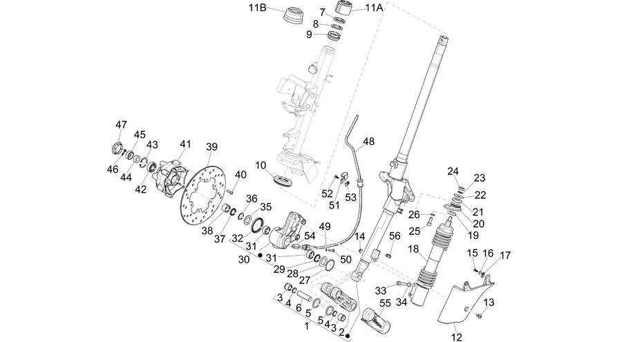 Fork/steering tube - Steering bearing unit