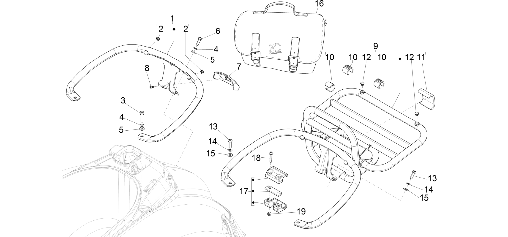 Rear luggage rack