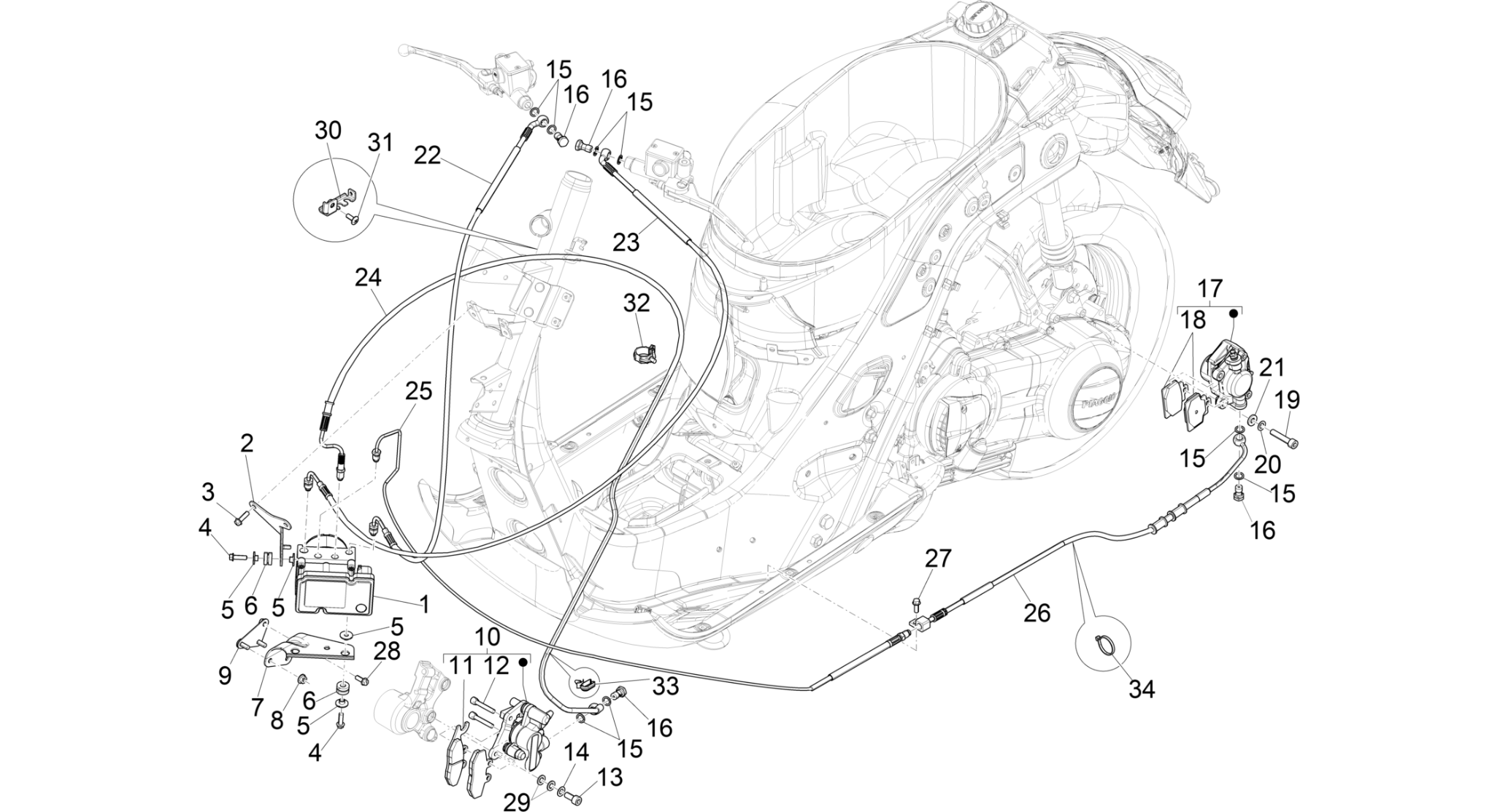 Brakes pipes - Calipers (ABS)
