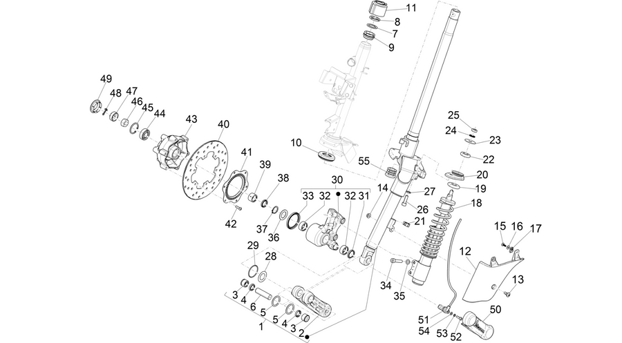 Fork/steering tube - Steering bearing unit