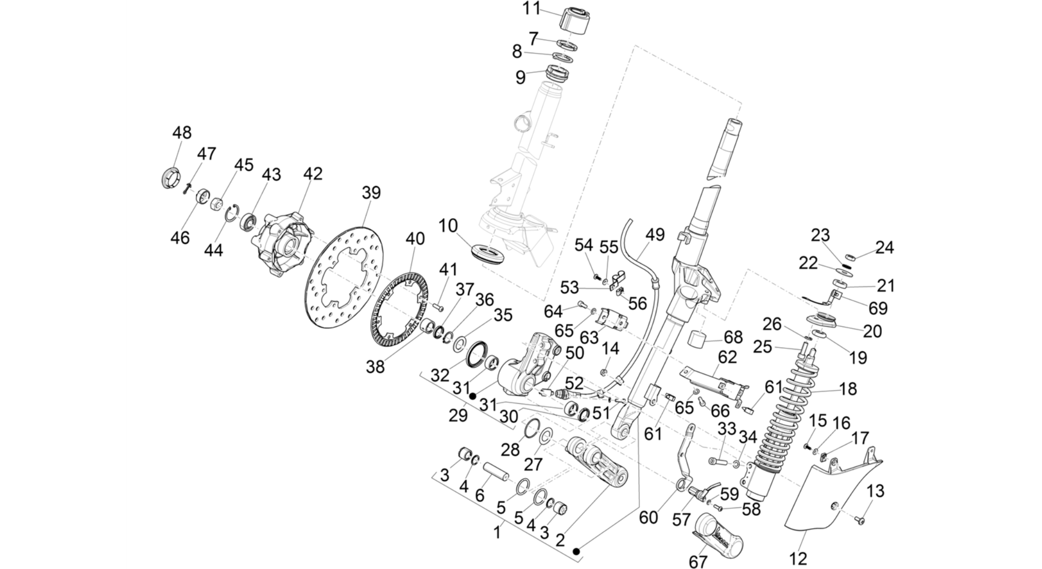 Fork/steering tube - Steering bearing unit