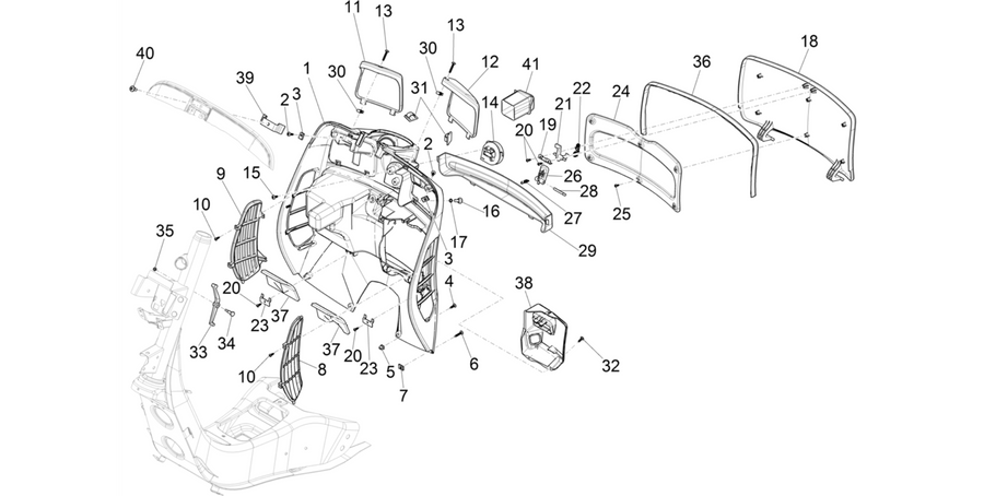 Front glove-box - Knee-guard panel