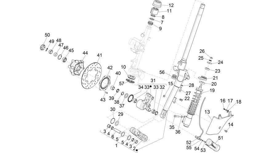 Fork/steering tube - Steering bearing unit