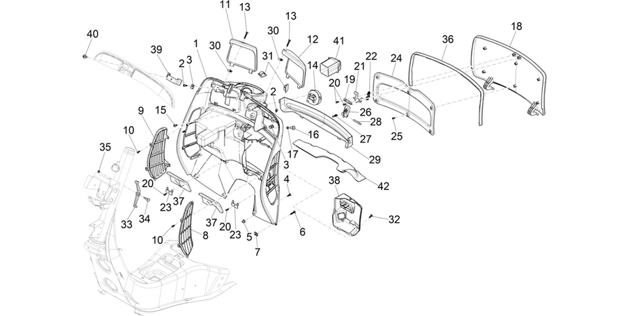 Front glove-box - Knee-guard panel