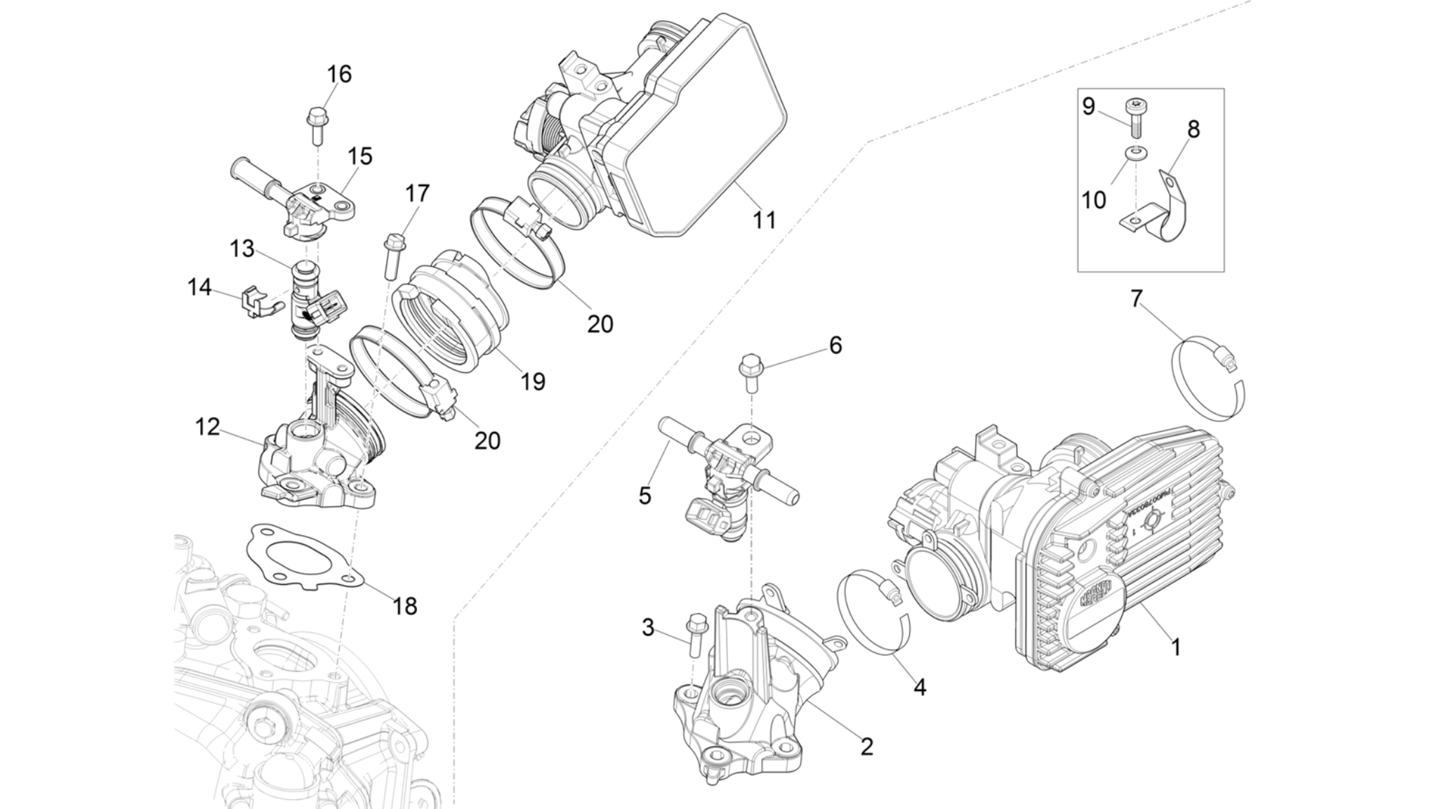 Throttle body - Injector - Induction joint