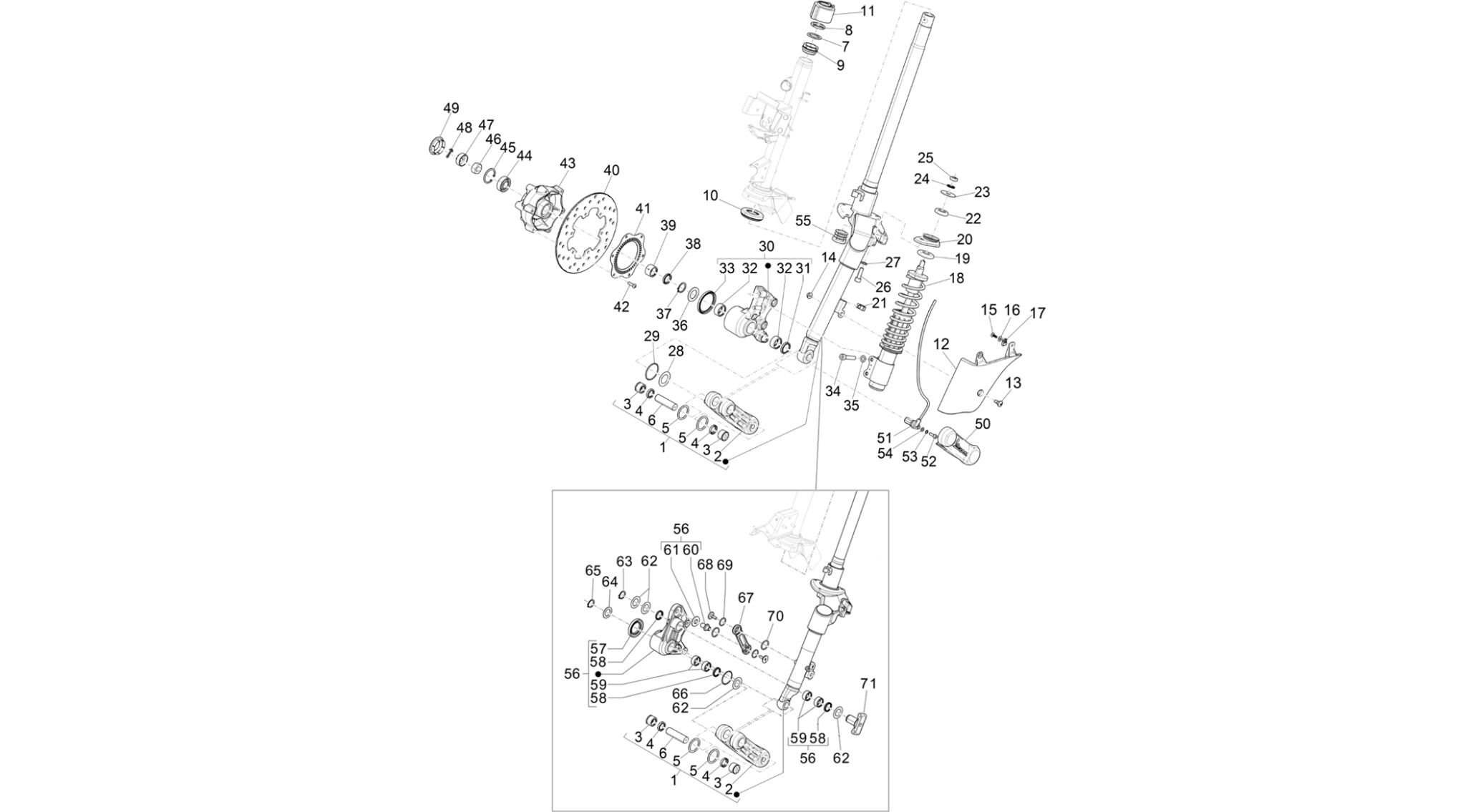 Fork/steering tube - Steering bearing unit