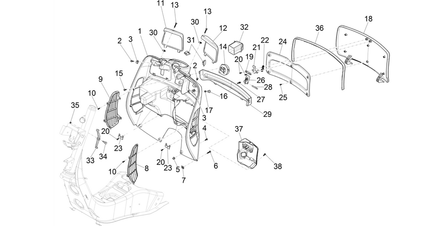 Front glove-box - Knee-guard panel