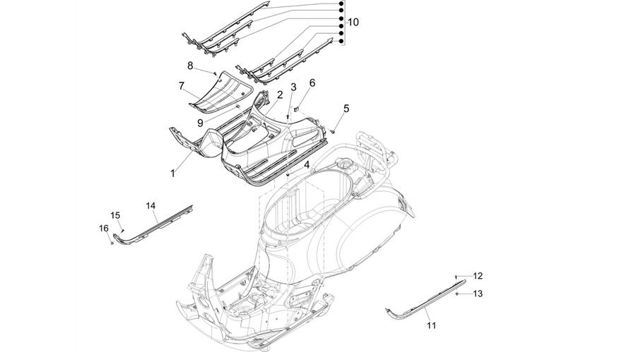 Central cover - Footrests