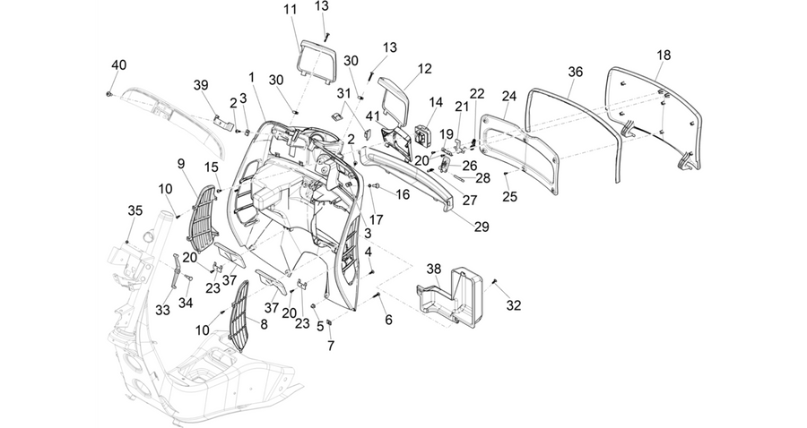Front glove-box - Knee-guard panel