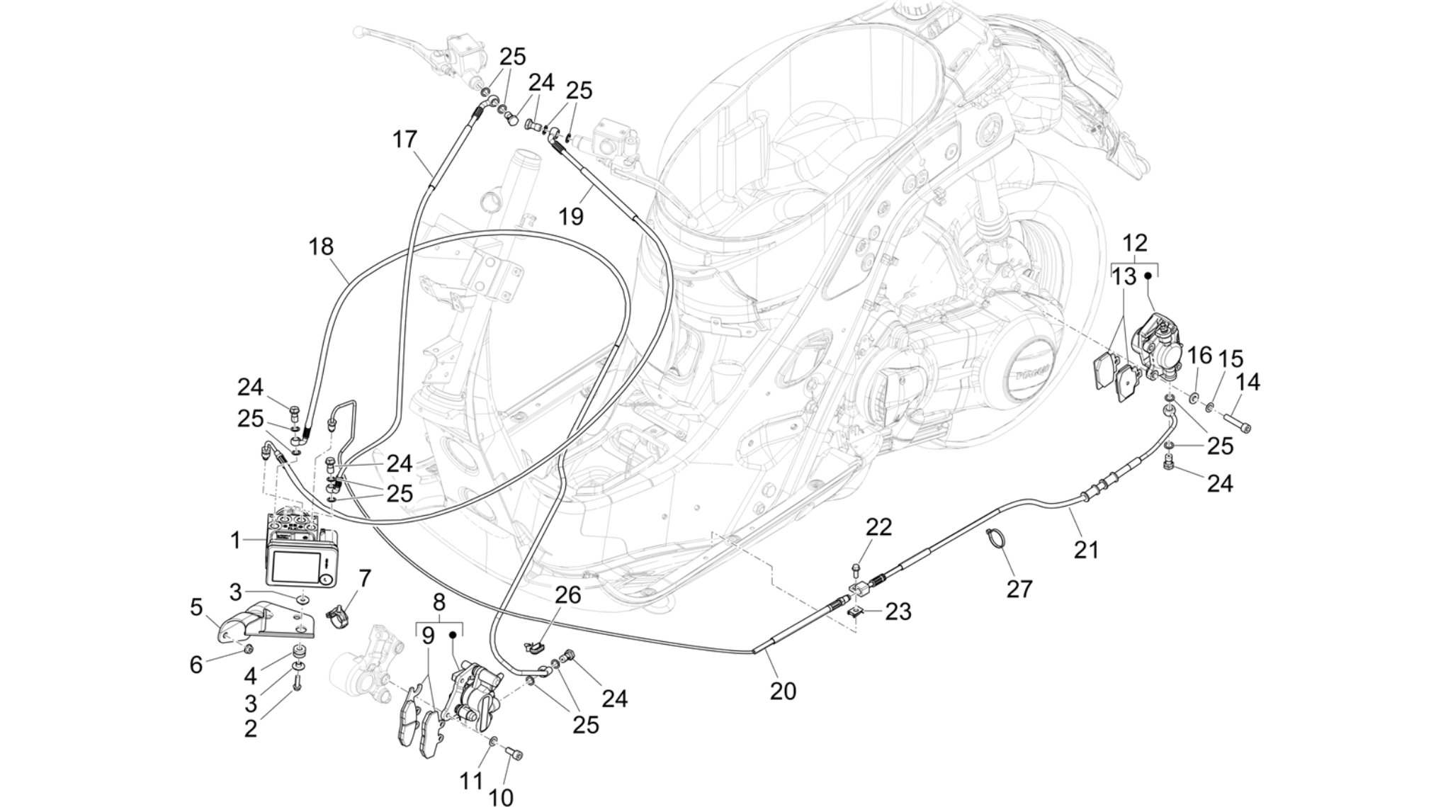 Brakes pipes - Calipers (ABS)
