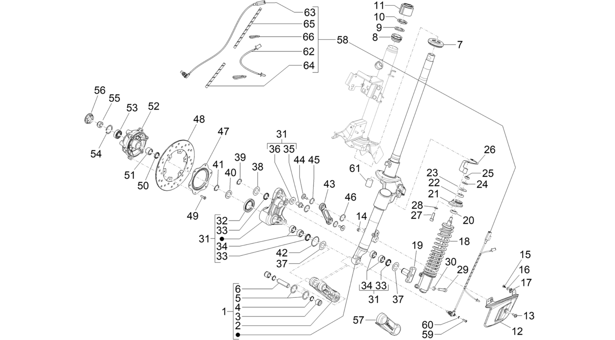 Fork/steering tube - Steering bearing unit