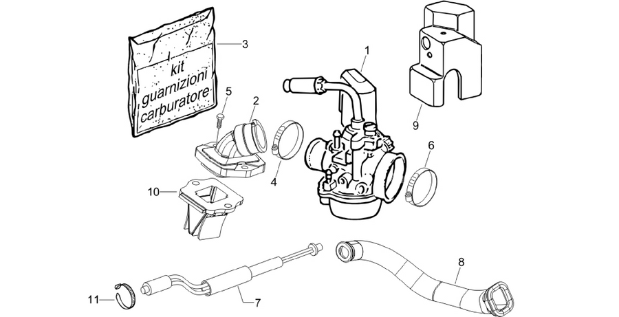 Carburettor, assembly - Union pipe