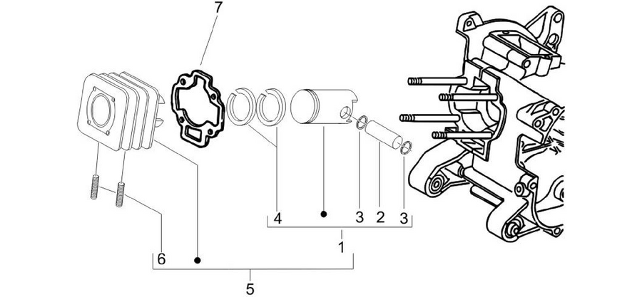 Cylinder-piston-wrist pin unit