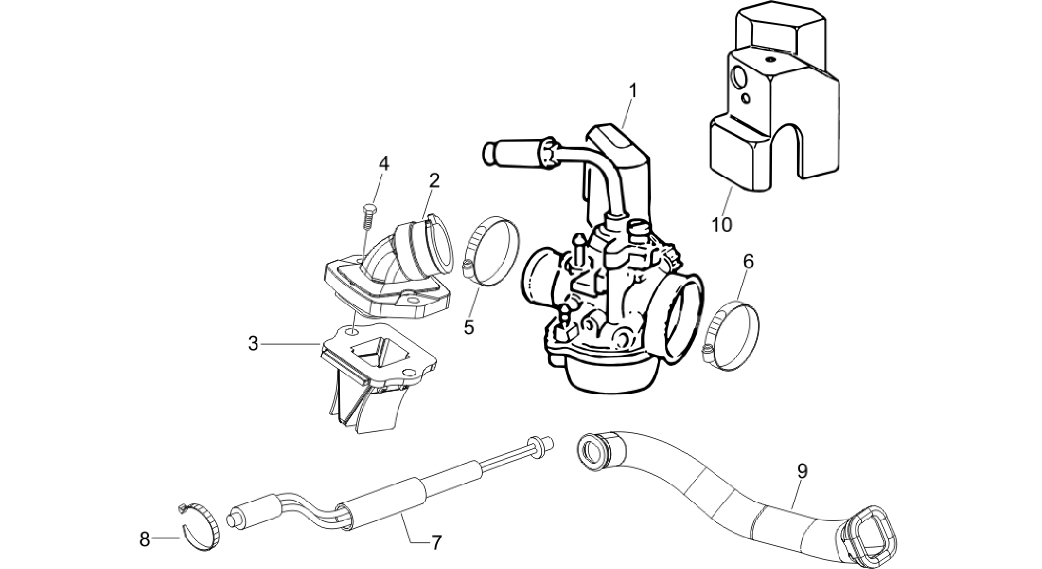 Carburettor, assembly - Union pipe
