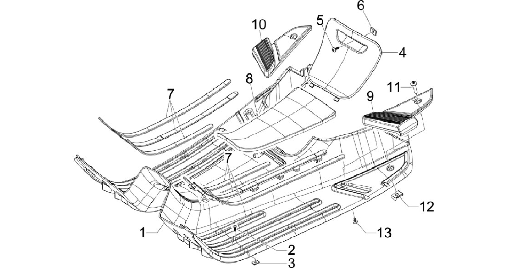 Central cover - Footrests