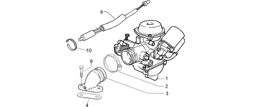 Carburettor, assembly - Union pipe