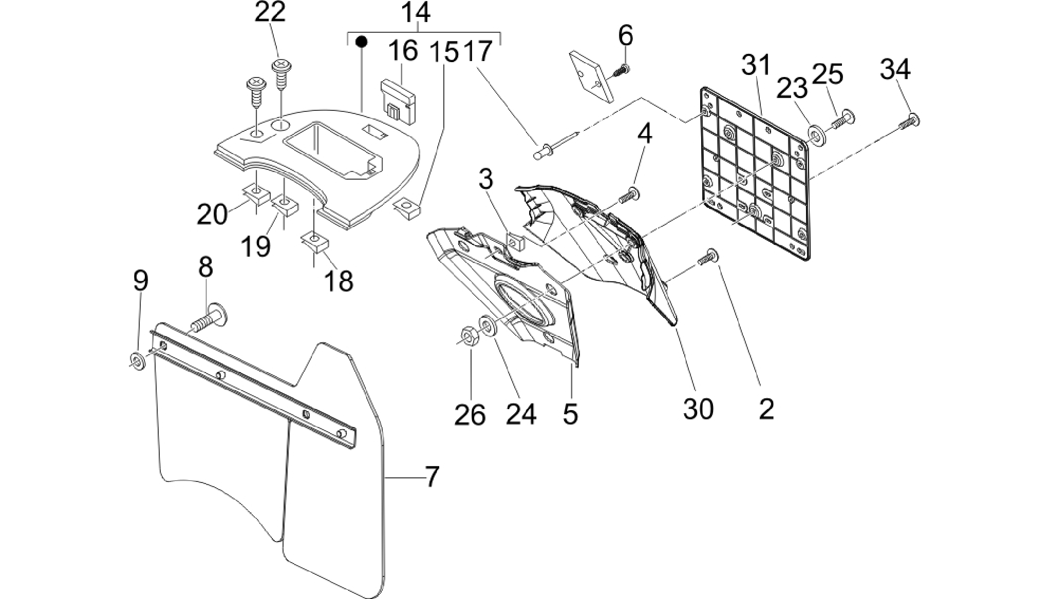 Rear cover - Splash guard