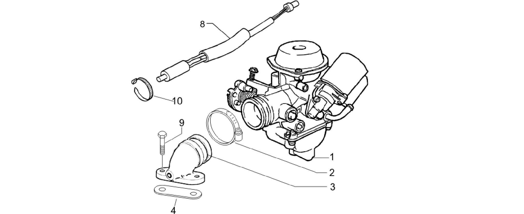 Carburettor, assembly - Union pipe