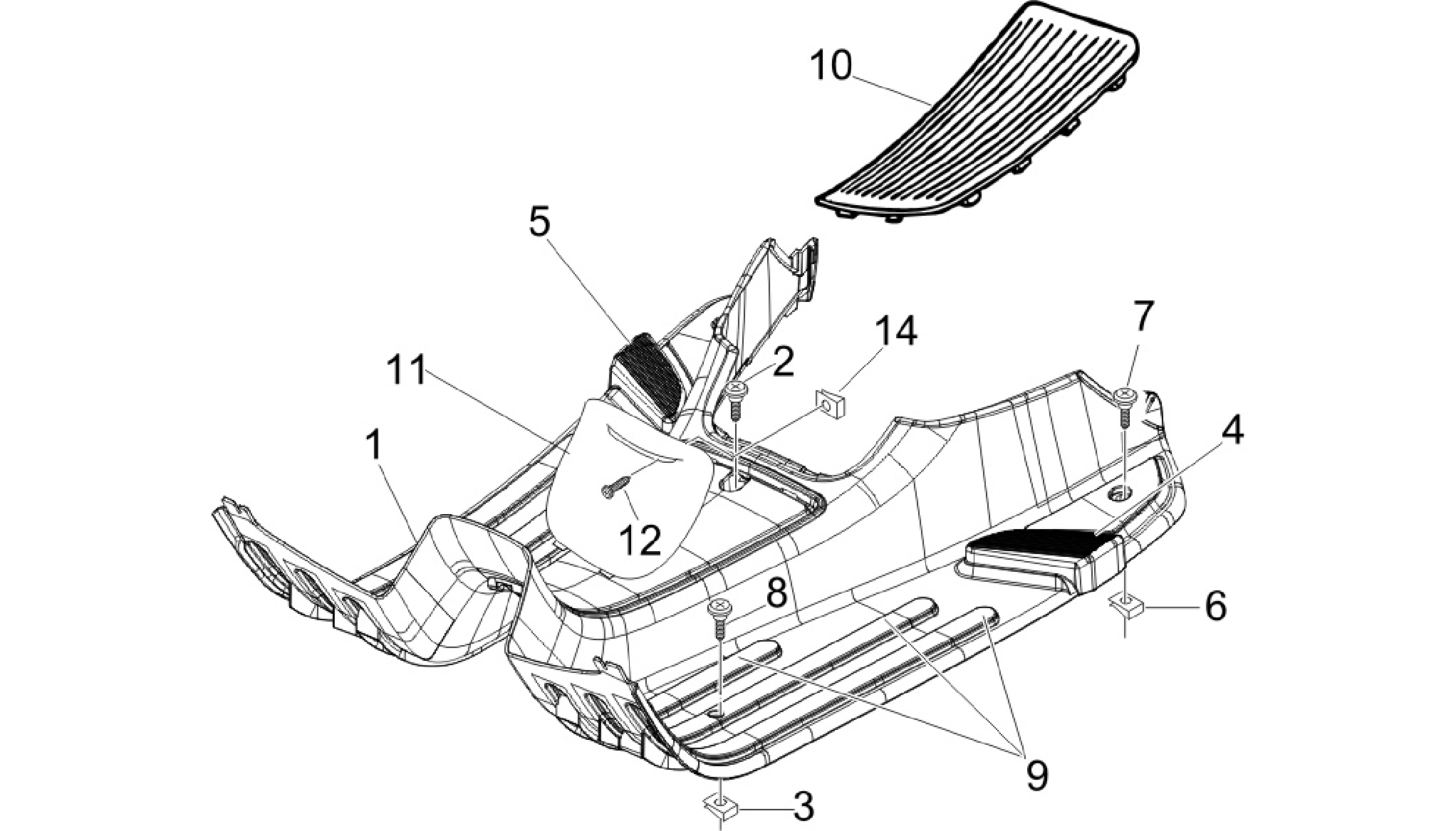 Central cover - Footrests