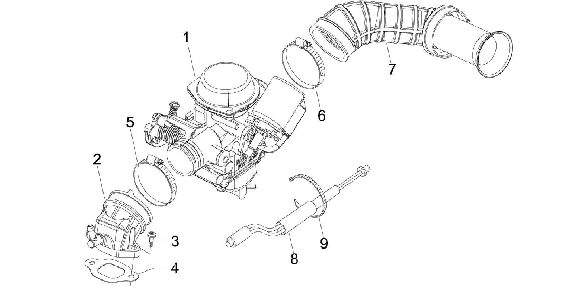 Carburettor, assembly - Union pipe
