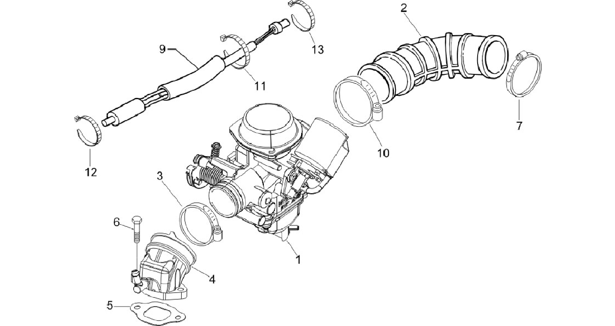 Carburettor, assembly - Union pipe