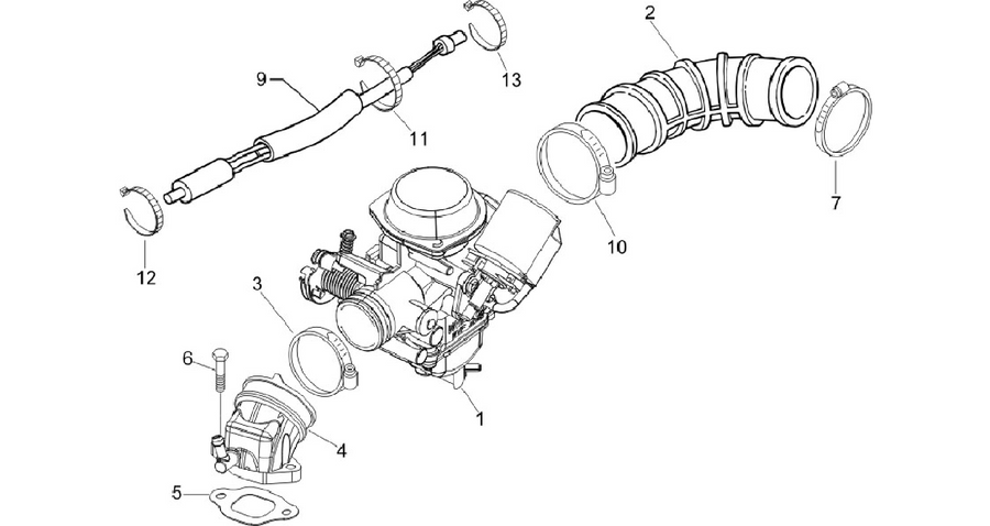 Carburettor, assembly - Union pipe