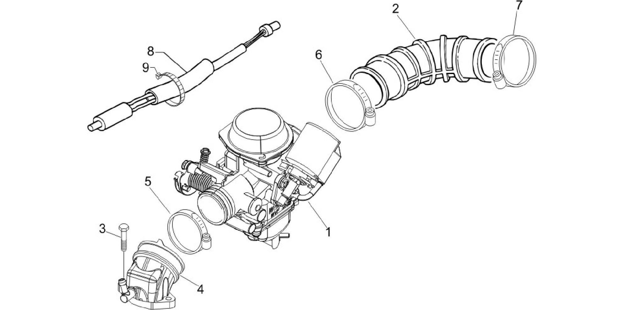 Carburettor, assembly - Union pipe