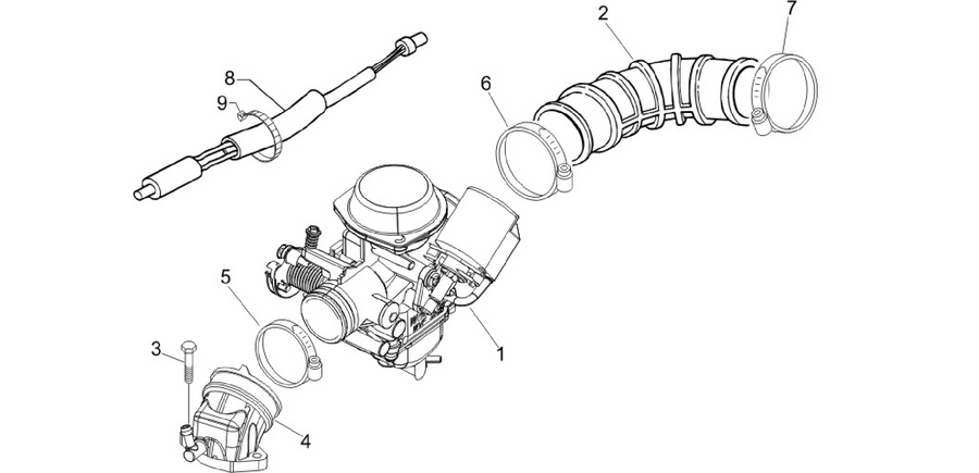 Carburettor, assembly - Union pipe
