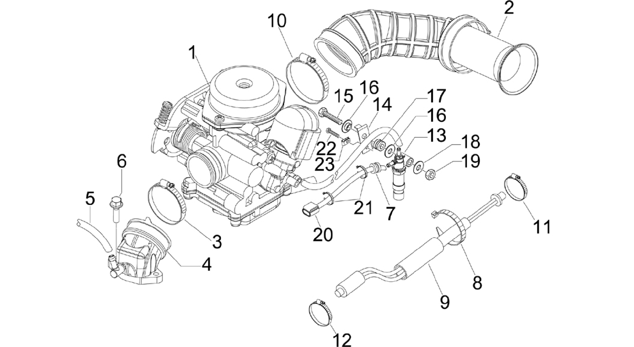 Carburettor, assembly - Union pipe