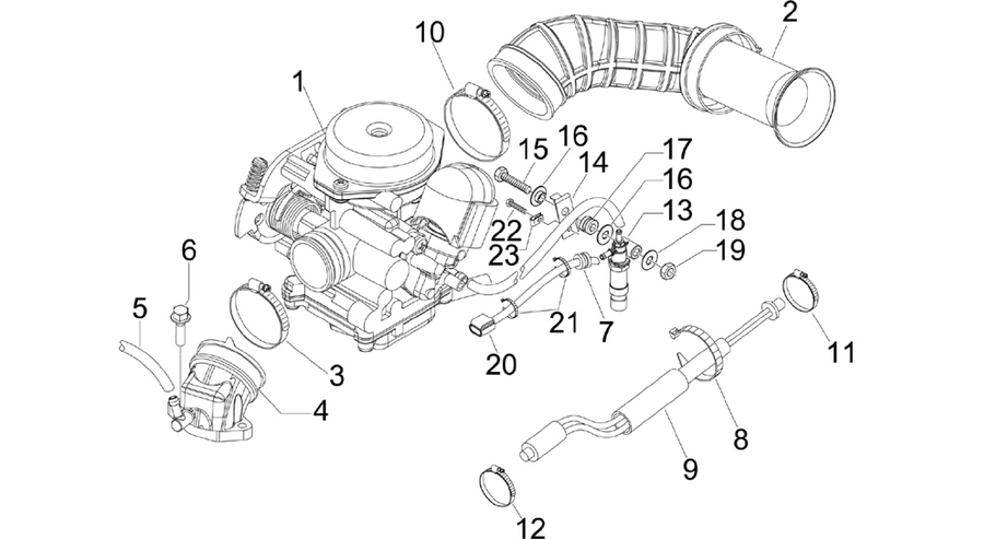Carburettor, assembly - Union pipe