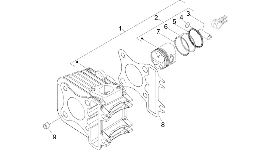 Cylinder-piston-wrist pin unit