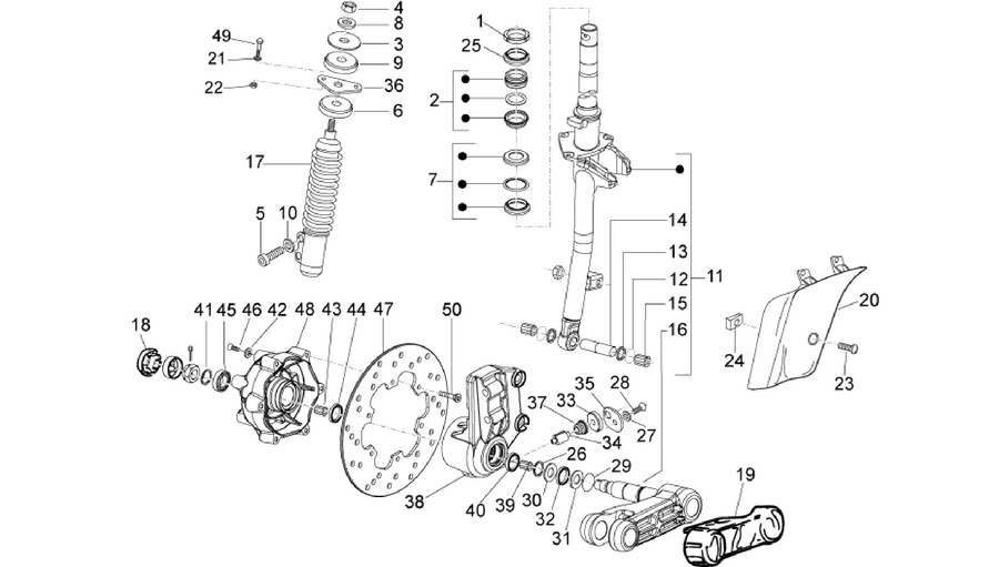 Fork/steering tube - Steering bearing unit