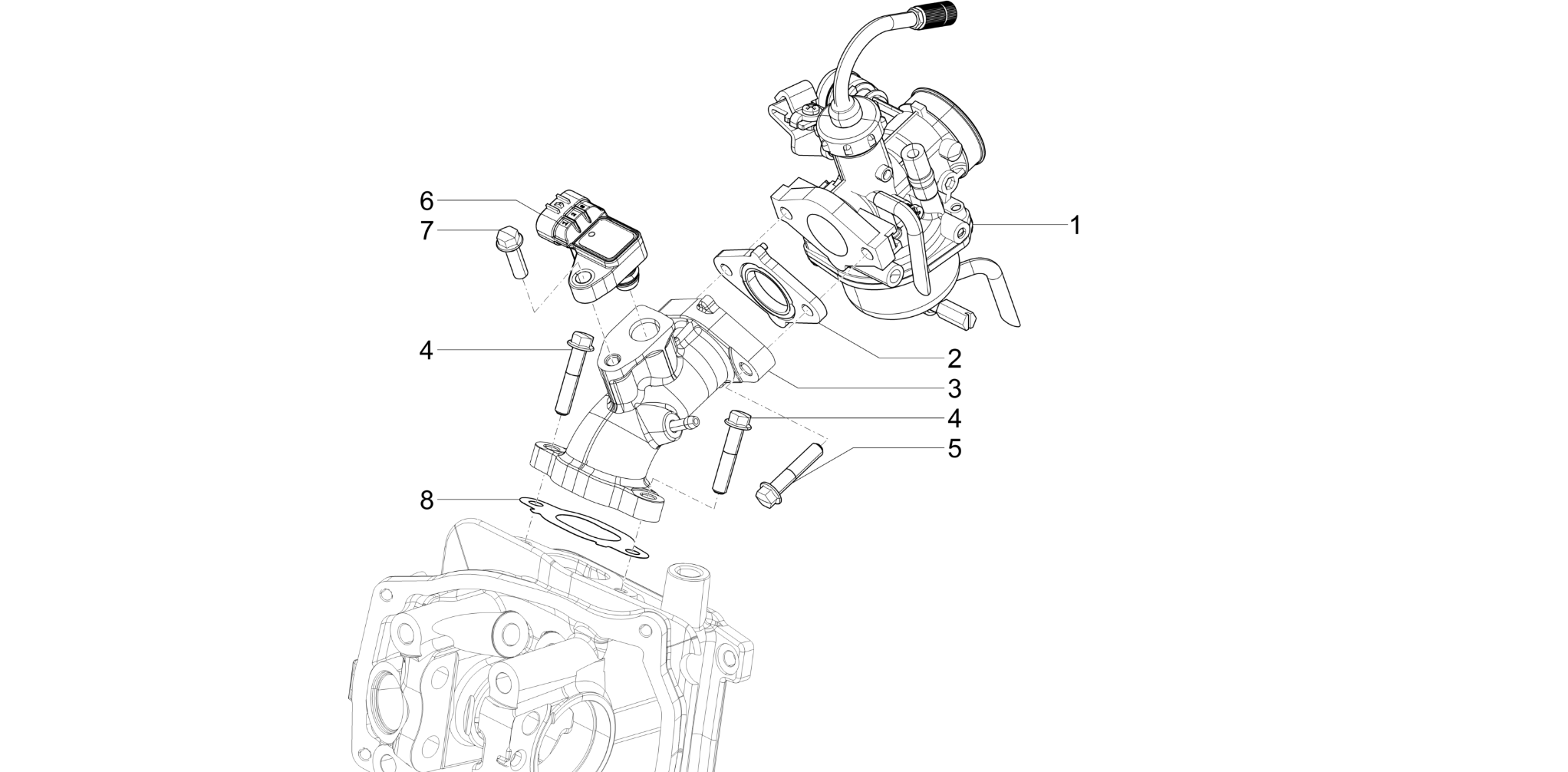 Carburettor, assembly - Union pipe