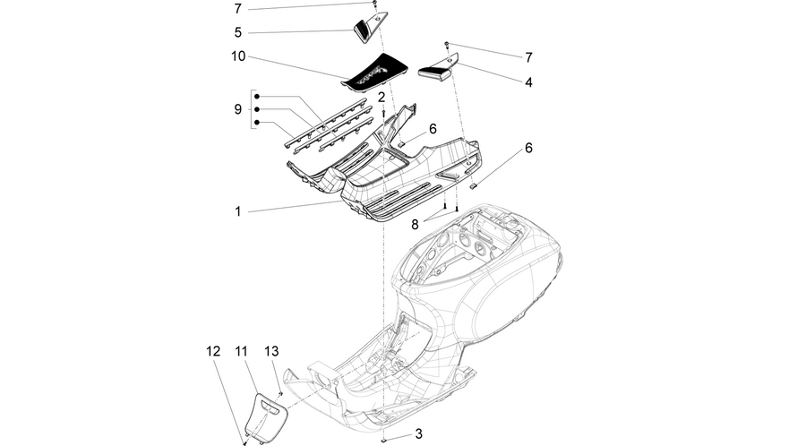 Central cover - Footrests