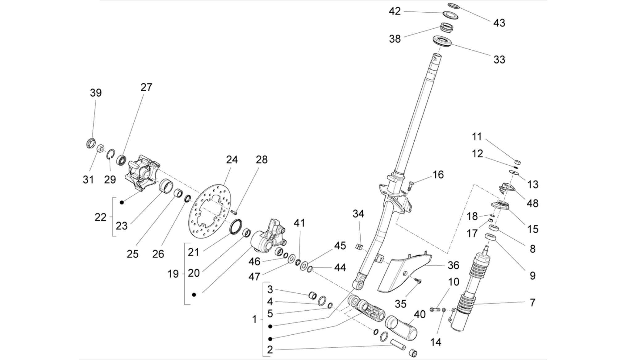 Fork/steering tube - Steering bearing unit