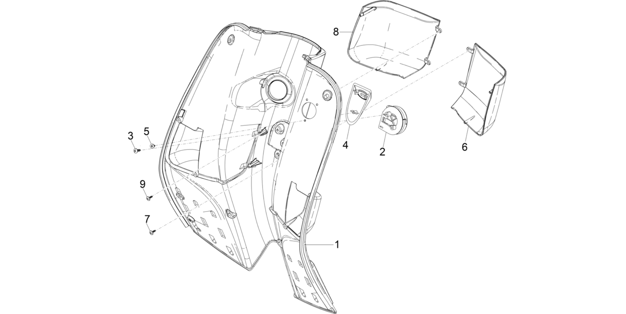 Front glove-box - Knee-guard panel