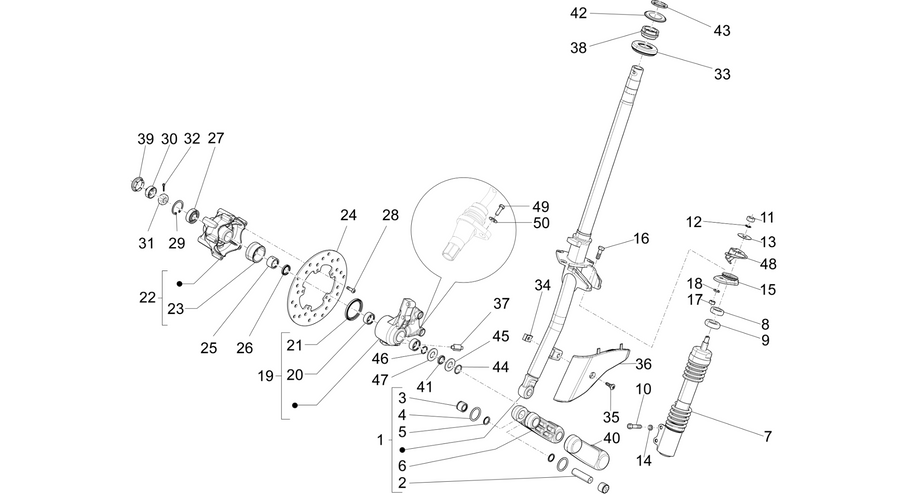 Fork/steering tube - Steering bearing unit