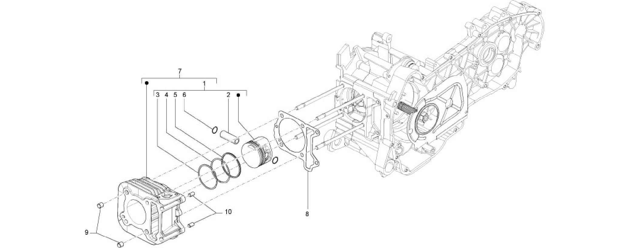 Cylinder-pistston-wrist pin unit