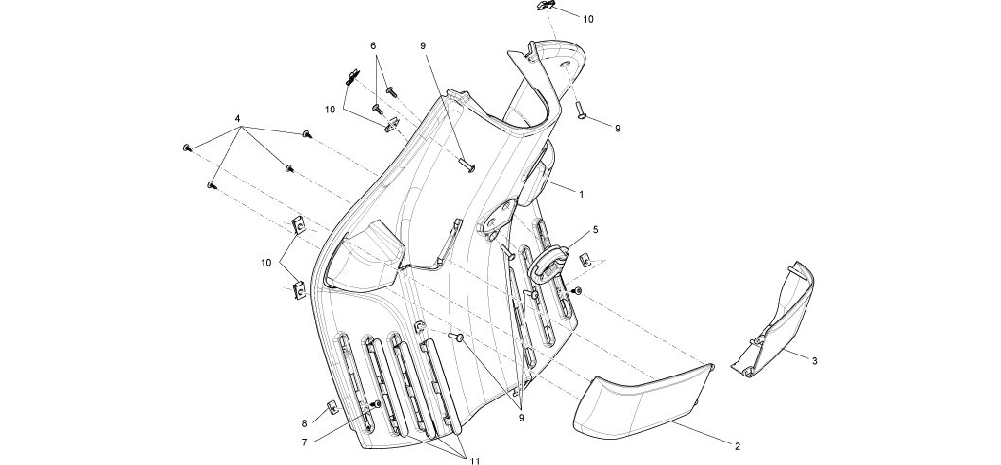 Front glove-box - Knee-guard panel