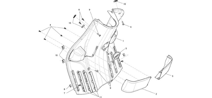Front glove-box - Knee-guard panel