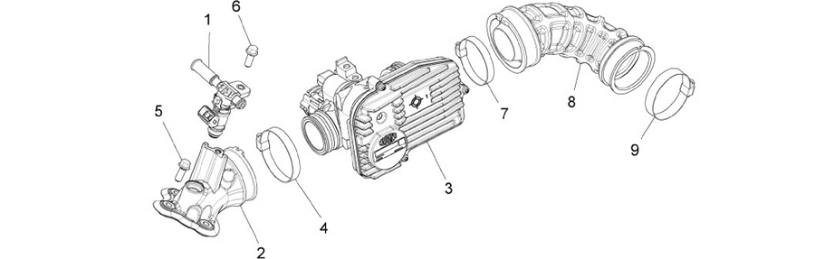 Throttle body - Injector - Induction joint