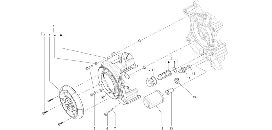 Flywheel magneto cover - Oil filter