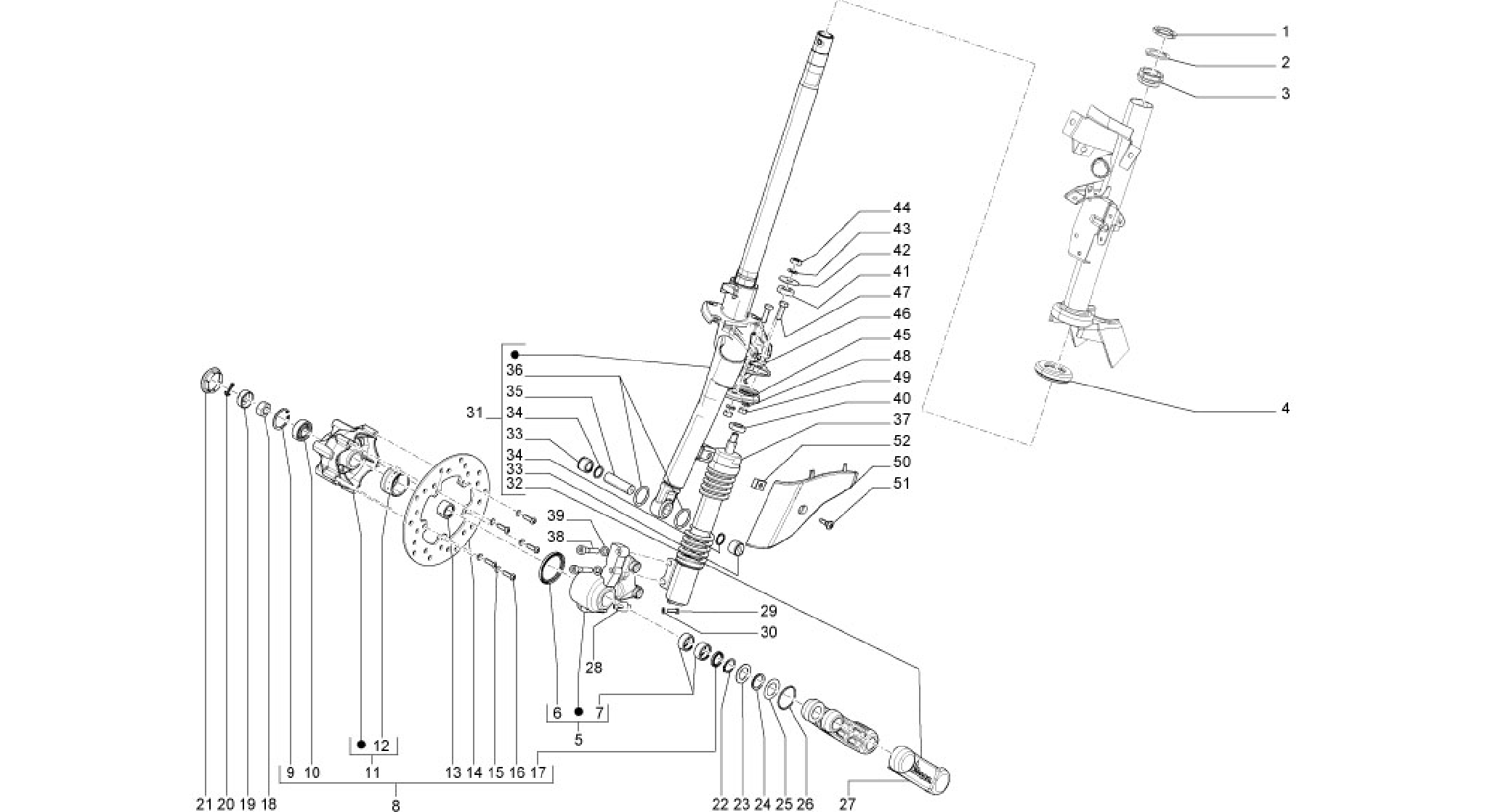 Fork/steering tube - Steering bearing unit