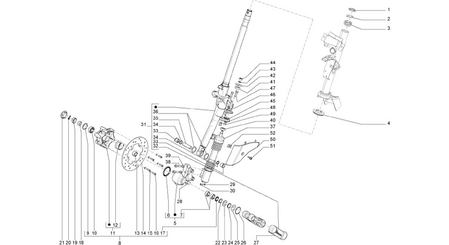 Fork/steering tube - Steering bearing unit