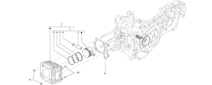 Cylinder-piston-wrist pin unit