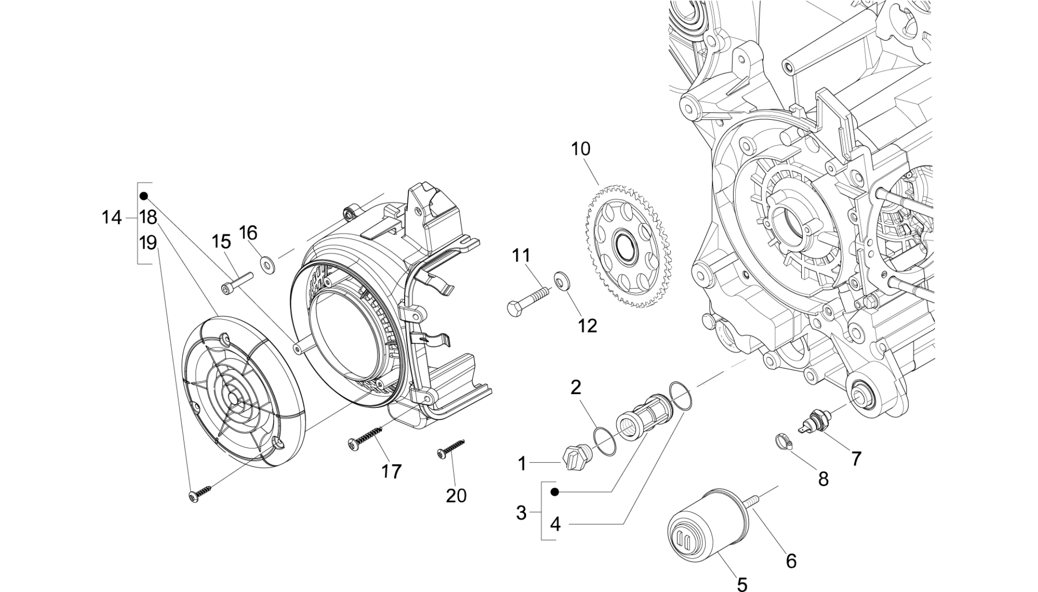 Flywheel magneto cover - Oil filter