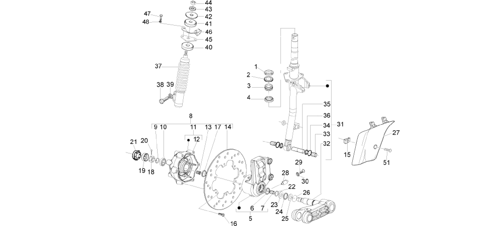 Fork/steering tube - Steering bearing unit